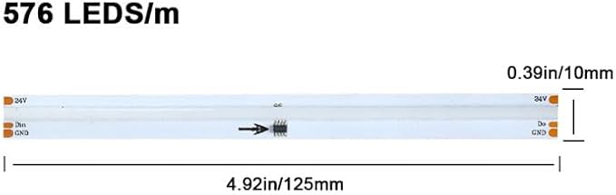 RGB cob led Strip with Music Mode/APP Control,Addressable COB RGB IC led Strip with 24V Adapter for Bedroom, DIY Lighting Projects (16.4FT(5M X 1))