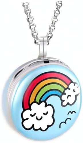Wild Essentials Rainbow Cloud Enamel Finish Essential Oil Diffuser Necklace Gift Set - Includes Aromatherapy Pendant, 24" Stainless Steel Chain, 8 Color Refill Pads