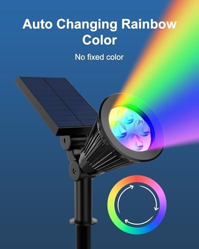 2 Pack Color Changing Solar Spotlights Outdoor for Halloween Decorations, Skeletons, Tombstones, Pumpkin, Waterproof Solar Landscape Spot Lights Uplighting for Outside House, Yard, Garden, Pathway