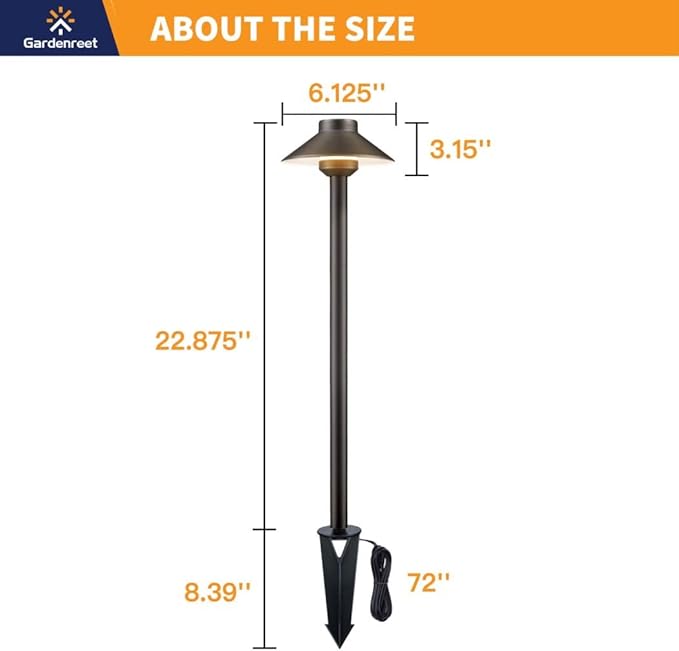 Brass Low Voltage Landscape Path Lights(6 Pack) Kit 12V LED with Low Voltage Transformer 150W and Mechanical Timer and 100FT Wire and 30Pack Connectors for Outdoor Yard Patio Driveway