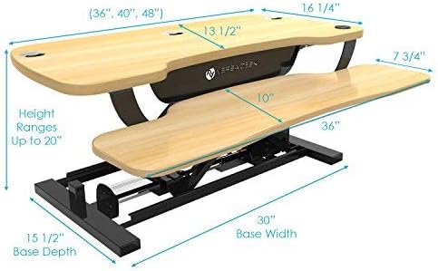 VERSADESK® PowerPro™ 36” x 24” Standing Desk Converter | 36 Inch Electric Height Adjustable Sit to Stand Desk Riser w/Keyboard Tray & USB Hub - Ergonomic Workstation for Home & Office, Maple