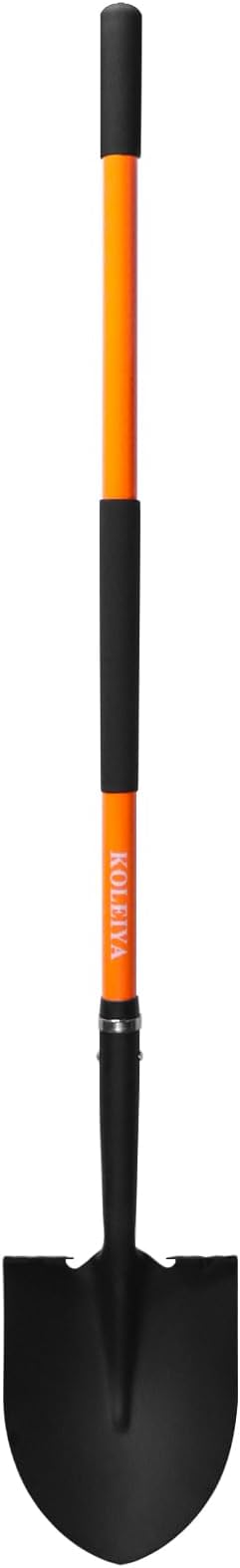 Heavy Duty Garden Shovel for Digging, 57 Inch Round Blade with Fiberglass Handle (Orange), Professional Shovel for Gardening, Landscaping, Beach