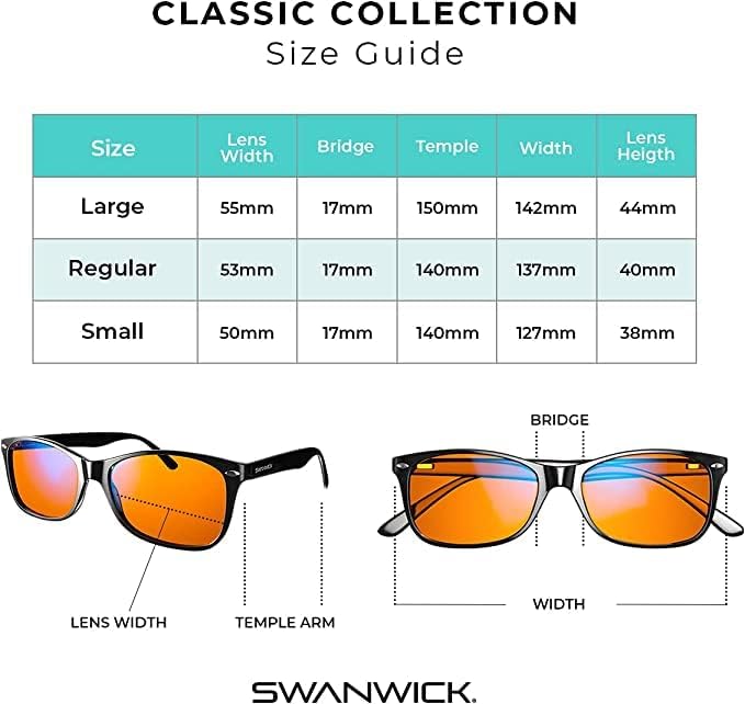 Swanwick Blue Light Blocking Glasses for Women, Men. Sleep Aid. Anti Eyestrain Headache for Computer, Gaming, TV, UV Glare