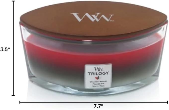 WoodWick Winter Garland Scented Trilogy Ellipse Candle, Crackles at it Burns, Up to 50 hrs burn time, 16oz