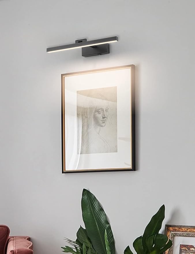 Joosenhouse Picture Light Battery Powered Dimmable Wireless Picture Lights with Timer Remote Rechargeable Painting Light Adjustable Swing Arm Wall Light 15.75" in Black Artwork Gallery Wall Light