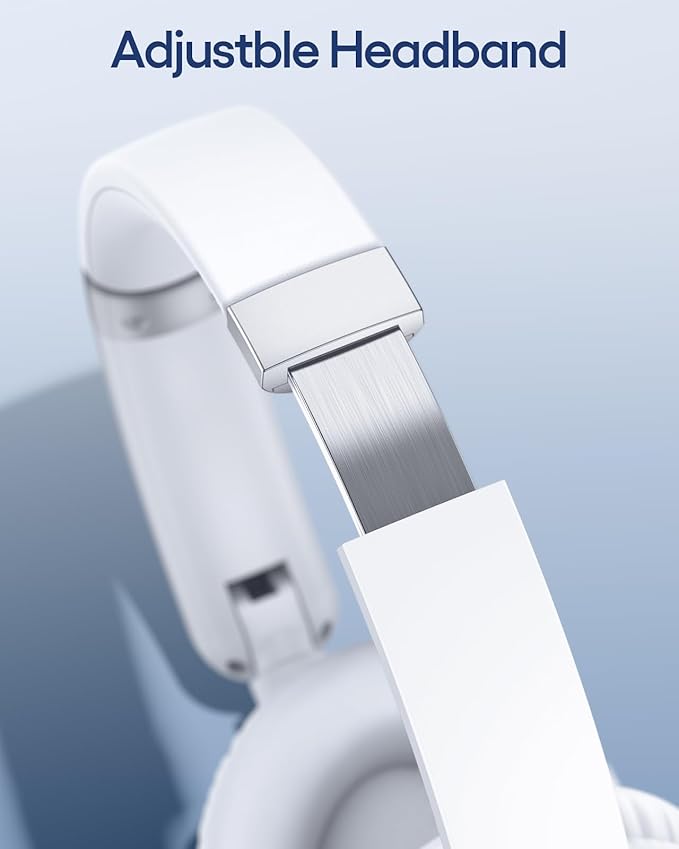 TAGRY Hybrid Active Noise Cancelling Headphones 100H Playtime Wireless Bluetooth Over Ear Headphone with Fast Charging Hi-Res Audio Comfort Earcups Headsets for Home Travel Office Phone PC White