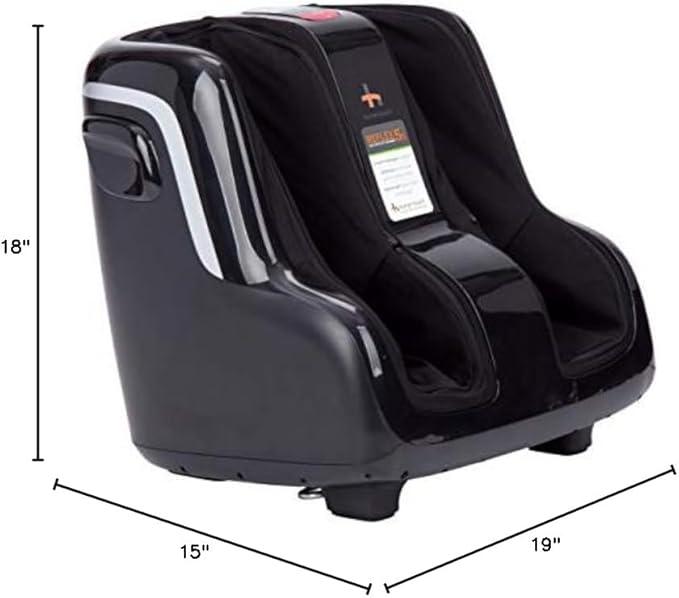 Human Touch Reflex5s Foot & Calf Massager for Stress & Plantar Fasciitis Relief+Relaxation +Kneading & Compression for Circulation Support -1 Year Warranty - Adjustable Fit for Women & Men Size 12