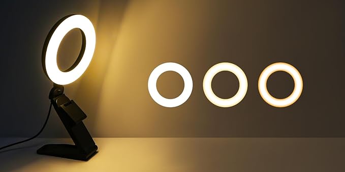 Evershop Ring Light for Laptop Desk Clip On,Small Computer Video Conference Lighting with Stand for Phone/Webcam/Monitor,5" Portable Mini LED Selfie Light Desktop for Zoom Meeting/Video Call/Recording