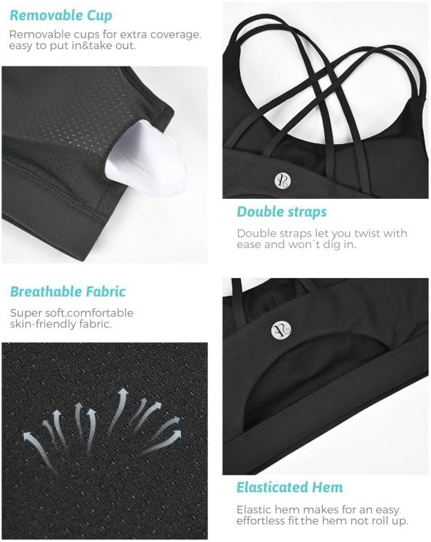 RUNNING GIRL Sports Bras for Women,Padded Sports Bra Tank Top Sexy Crisscross Back High Impact Longline Workout Yoga Bra