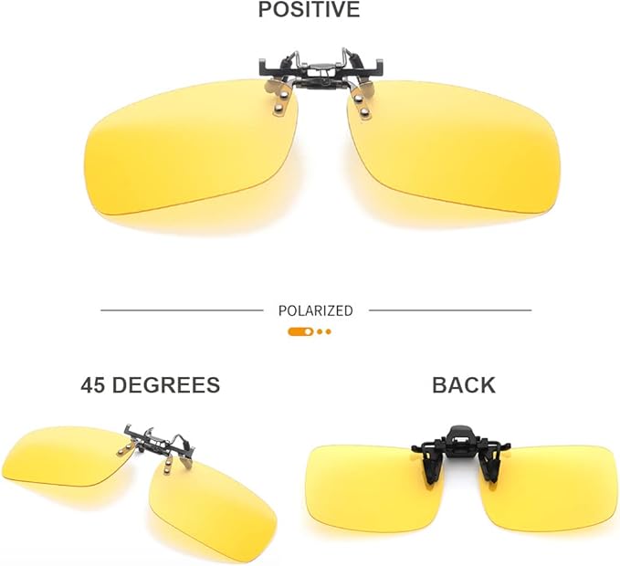 Junsika Polarized Clip On Sunglasses for Prescription Glasses Men Women Flip Up Rimless Black Sunglasses UV400 Protection