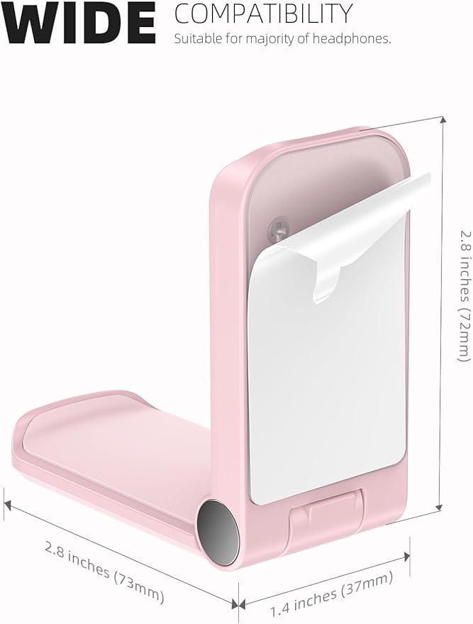 Lamicall Headphone Stand, Sticky Headset Hanger - Adhesive Headphone Holder Hook Mount, Headset Stand Holder Clip Under Desk, Earphone Clamp for Airpods Max, HyperX, Sennheiser, Pink