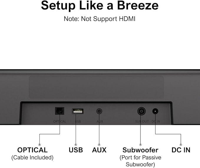 ULTIMEA 5.1ch Sound Bar with Subwoofer, Home Theater Virtual Surround Sound System for TV, Soundbar with App Control, 2 Surround Speakers, Opt/AUX, Peak Power 250W, Aura A30