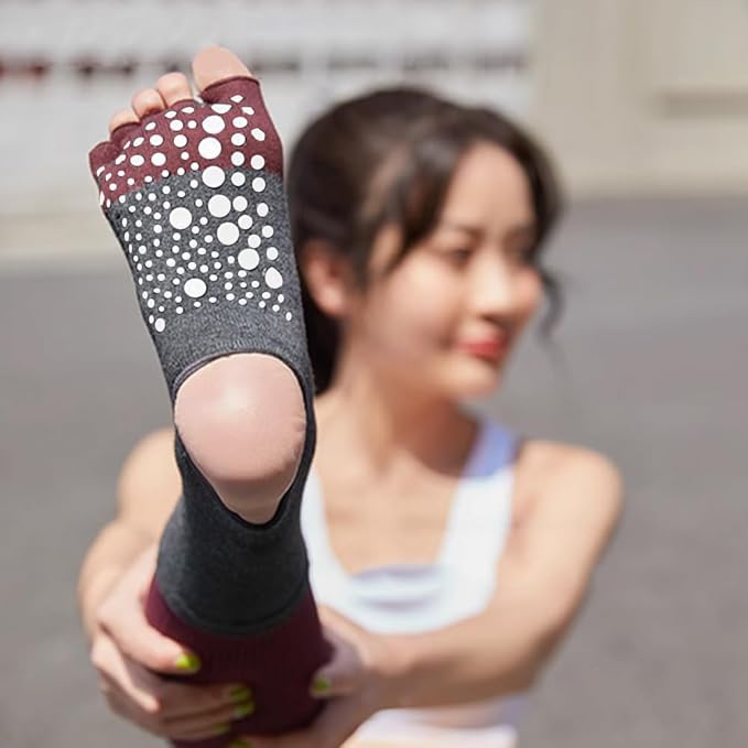 Non-Slip Pilates Yoga Socks with Grips for Women - Stylish Crew Socks for Barre, Ballet, and Workout (Size 5-9)