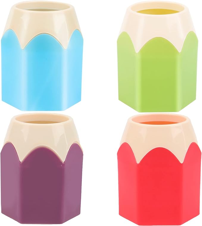 4 Pieces Pencil Shaped Pen Holders,Pencil Storage Organizer,Cute Desktop Pen Cup,Makeup Brush Container,Pencil Pot,Cartoon Stationery Rack,Creative Stationery Storage,for Office Home Decoration