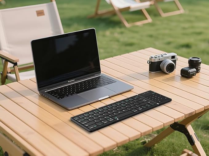 Nillkin Pocket Foldable Wireless Keyboard with Touchpad Numerical Pad for Travel Meeting for iPad Tablets Phone Laptop PC, Full Size (Small) Magnetic Folding Keyboard (Green)