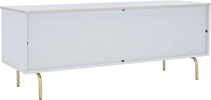 SAFAVIEH Genevieve TV Stand for up to 65" Flatscreen – Grey & White Washed Finish, Mid-Century Modern Storage Cabinet, Entertainment Media Console (MED5000E)