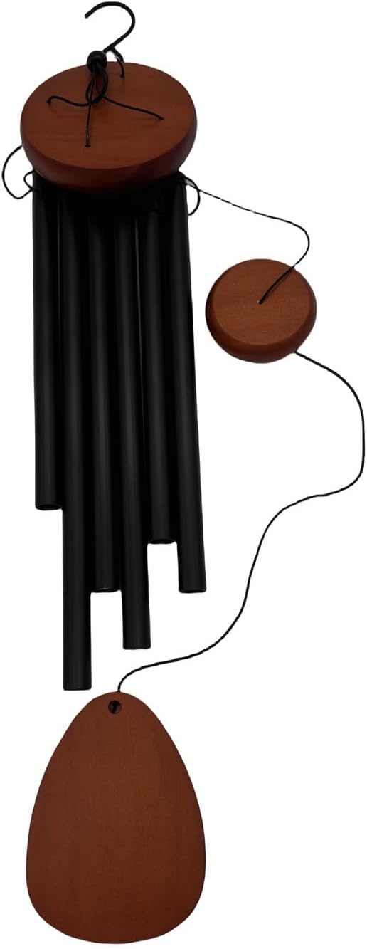 Deep Tone Wind Chimes for Outdoor Decor – 6 Heavy Tubes (26 to 37 Inches) – Perfect Garden Hanging, Memorial, or Sympathy Gift – Elegant Black Finish (26IN)