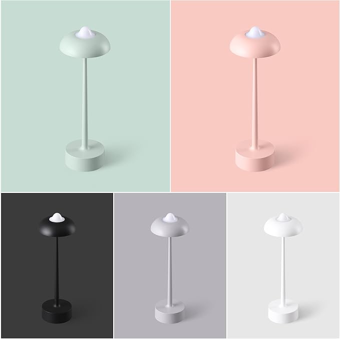 DAWALIGHT Cordless Rechargeable Desk Lamp with 3-Level Stepless Dimming, Adjustable 2700K/4000K/6500K Color Temperature, Portable Aluminum Table Light for Bedroom Restaurant Outdoor, Green