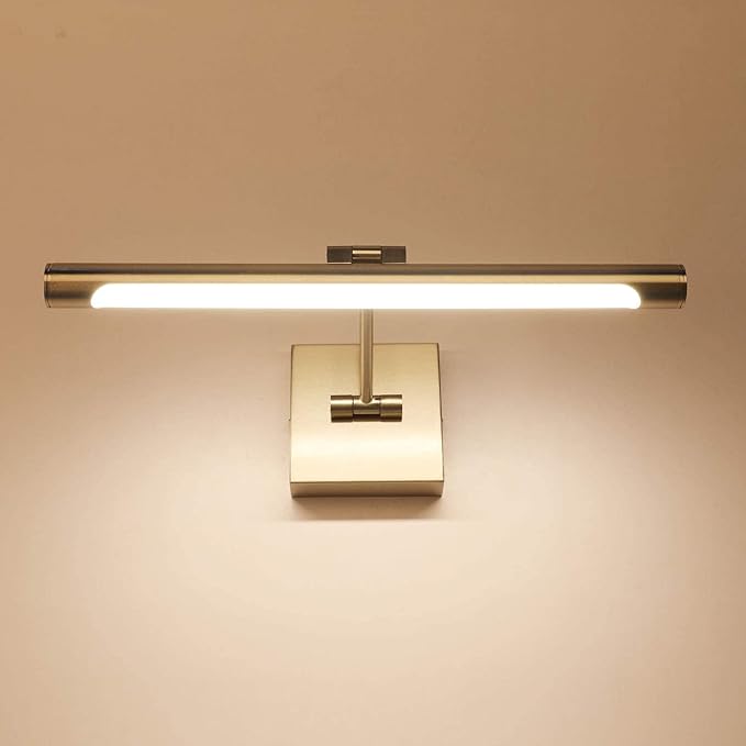 Joosenhouse LED Picture Lights Hardwired Dimmable 16.53" Inch Artwork Display Lamp with Swing Arm 7W(45W Eqv.), Hardwired Connection, 3000K Warm White, Brushed Nickel