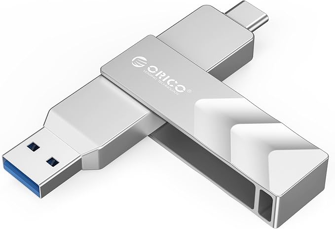 ORICO 1TB Portable Solid State Drive, 1050MB/s Dual-Port Rotating Metal External SSD with 90° Click-Stop, Reliable Storage for iPhone 16, 15 Series, Type-C Smartphone, Mac, Audio, Vehicle - A101