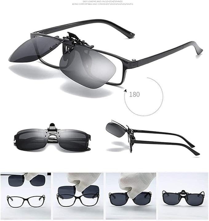 Clip on Flip up Polarized Lens For Prescription Glasses UV Protection Sunglasses (Clear lenses not Polarized)