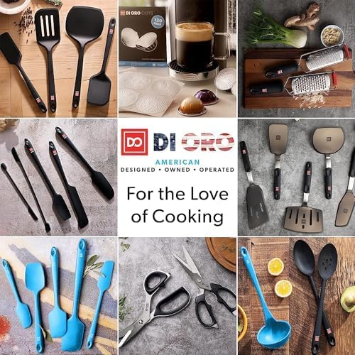 DI ORO Silicone Spatula Set - Rubber Kitchen Spatulas for Baking, Cooking, & Mixing - 600°F Heat-Resistant & BPA Free Silicone Scraper Spatulas for Nonstick Cookware - Dishwasher Safe (5pc, Blue)