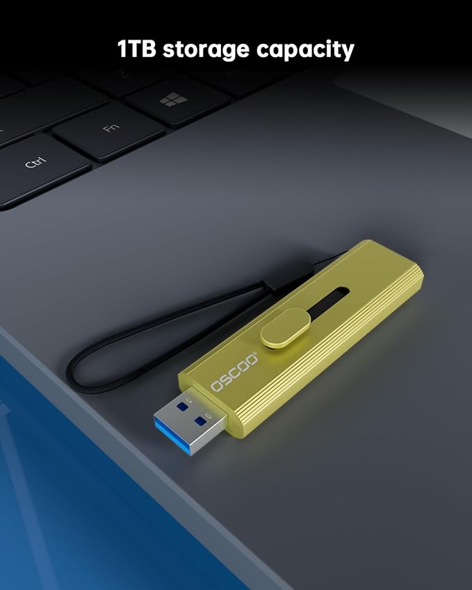 1TB Portable SSD, Up to 1000MB/s, USB 3.2 Gen 2 External Solid State Drive, Dual USB-C & USB-A Ports, Push-Pull Design, Compatible with iPhone 15/16/17, Android, Mac, Windows