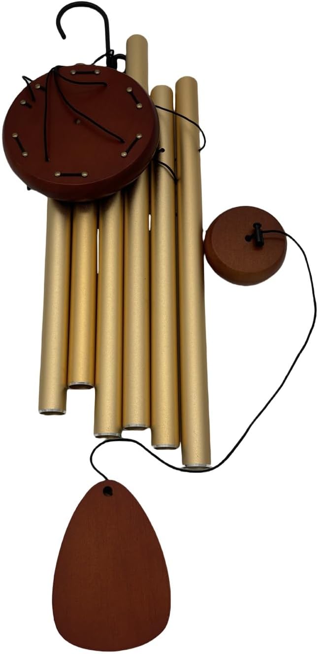Deep Tone Wind Chimes for Outdoor – 6 Heavy Tubes in Gold (37 Inch), Perfect Garden Hanging Décor or Memorial Sympathy Gift. Sizes 26IN to 37IN Available.