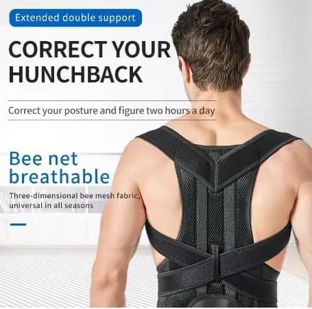 Back Brace Posture Corrector for Men,Back Straightener Posture Corrector, Scoliosis and Hunchback Correction, Adjustable Posture Trainer (Grey, XL)