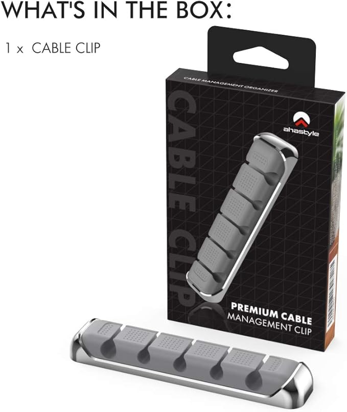 AHASTYLE Cable Organizer Holder 5 Slots Desktop Cord Wire Clips Keeper for Organizing USB Cable/Power Cord/Wire Home Office and Car (Grey)