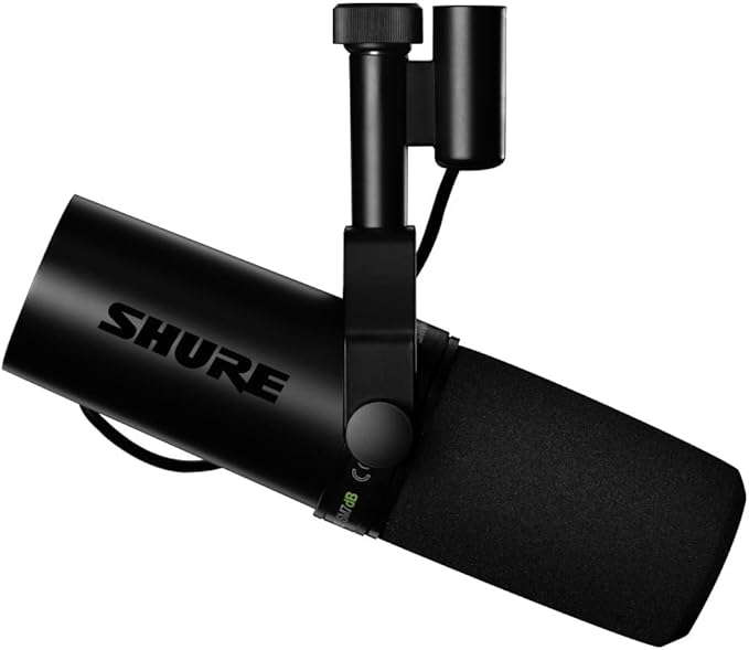 Shure SM7dB Dynamic Vocal Microphone w/Built-in Preamp for Streaming, Podcast, & Recording, Wide-Range Frequency, Warm & Smooth Sound, Rugged Construction, Detachable Windscreen - Black