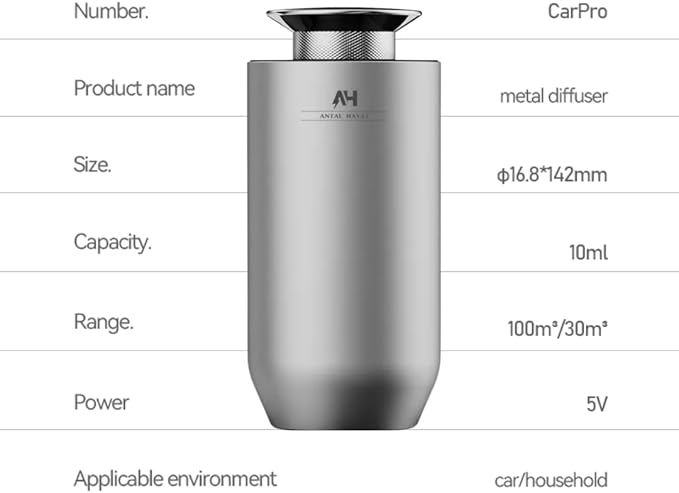 Car Diffuser Air Freshener with Hotel Scents Diffuser Oil - Three Adjustable Modes Intelligent Car Aroma Diffuser - Home Luxury Scents Refill - Rechargeable Waterless Diffuser for Home & Office