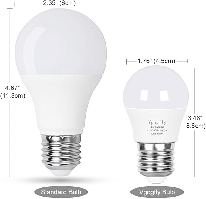 Vgogfly Amber Light Bulbs for Sleep Dimmable - Mood Setting Blue Light Blocking Eye Comfort, A15 3W(25 Watt Equivalent), 1800K E26 for Bedroom Longevity (4 Pack)