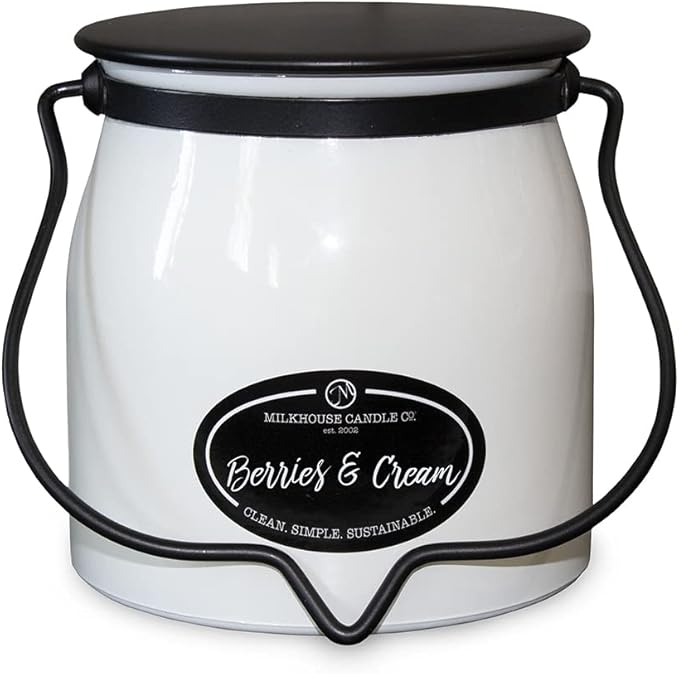 Milkhouse Candle Company - Berries & Cream - Creamery Collection - 16oz Double Cotton Wick Soy Candles with Beeswax - Long Burn Time, Made in The USA - Non Toxic, Premium Scented Candles