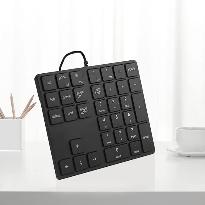 Numeric Keypads Wired Numpad 34 Keys External Mini Slim Keyboard Magic Force for Financial Cashier Securities-Black| Laptop Accessories | Num Pad | Number keypad for Laptop | Work Keyboard