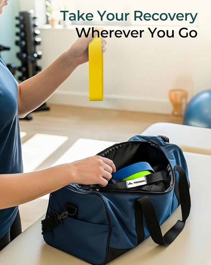 Trideer Stretching Strap & 3PCS Resistance Bands Set – Non-Elastic Stretch Strap & Elastic Bands for Safe Stretching, Mobility, Physical Therapy, Rehab, Recovery, Yoga & Home Exercise