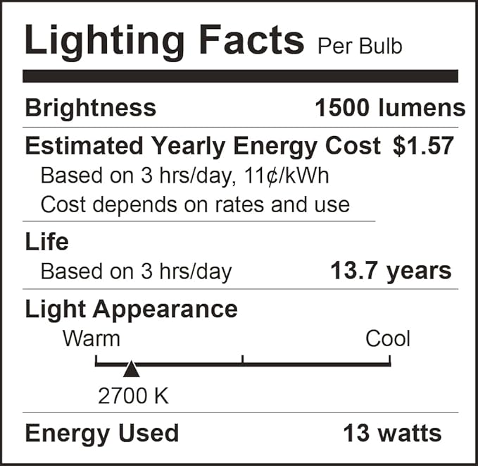 A19 LED Light Bulbs 100W Equivalent 2700K Soft White, 1500 Lumens, E26 Base, Non-Dimmable, 13W Bright White for Bedroom Home Office, 6 Pack