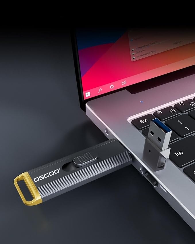 1TB Portable SSD, Up to 2100MB/s, USB 3.2 Gen 2 External Solid State Drive, Dual USB-C & USB-A Adapter, Retractable Design, Compatible with iPhone 15/16/17, Android, Mac & Windows