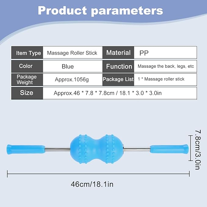 Massage Roller, Manual Massage Sticks Fascia Muscle Roller Handheld Acupressure Roller Deep Tissue Massager for Back, Neck & Foot