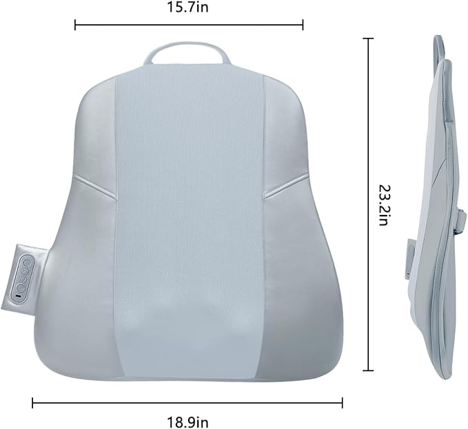 Back Massager for Pain Relief Deep Tissue, Ultrathin Rolling Up and Down Full Back Massage with Heat, 4D Shiatsu Kneading, Shoulder Massager, Extended Widened Design for Home, Office, Car Use, Grey