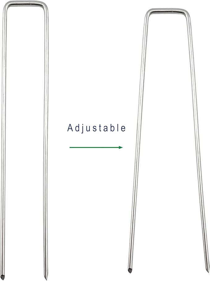 12 Inch 8 Gauge Landscape Staples Galvanized Garden Stakes Heavy Duty Sod Pins Fence Ground Stakes for Weed Barrier Fabric Ground Cover Dripper Irrigation Tubing Soaker (20 Pieces)