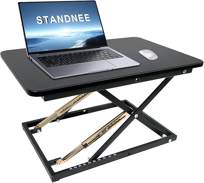 Standing Desk Converter Height Adjustable Stand Up Desk Riser - Supports 300 lbs, Fully Assembled Monitor/Laptop Riser Workstation, Black.