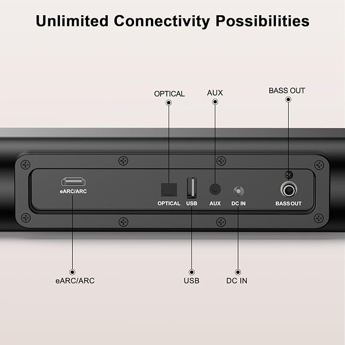 Hiwill 2.1CH Dolby Atmos Soundbar with Subwoofer, 200W Peak Power, Home Theater Sound Bar for Smart TV, Adjustable Treble and Bass, Clear Dialogue, HDMI eARC/ARC/Opt/BT/AUX, HiElite A21