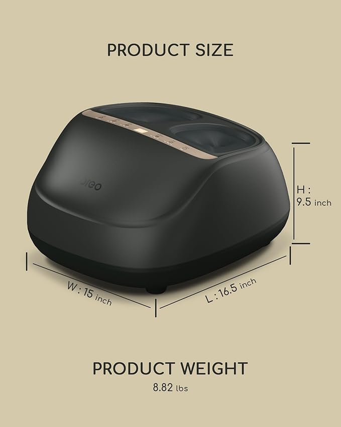 Foot Massager with 2 Level Heat, 3 Level Air Compression & Vibration, Deep Kneading Shiatsu, Remote Control & Timer for Pain Relief, Neuropathy, Plantar Fasciitis, Comfort for Long Stand & Fitness