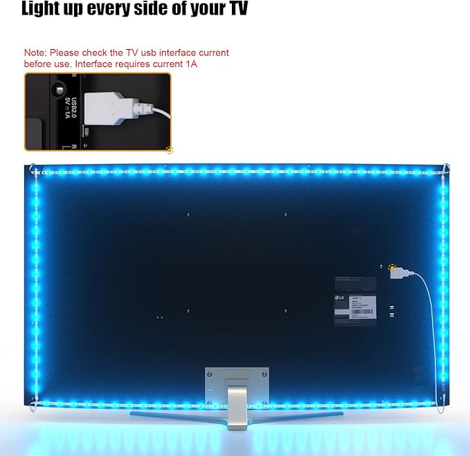 PANGTON VILLA Led Lights for TV LED Backlight,16.4FT RGB Smart LED Strip Lights for 65-75in TV, Bluetooth APP & Remote Control Music Sync & Multi-Scene Modes-USB Powered LED Lights for Bedroom/Gaming