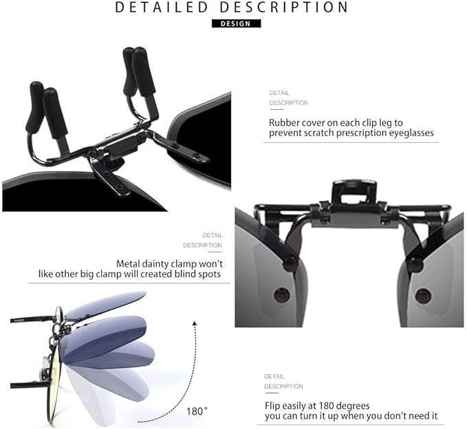 Night Driving Glasses and sunglasses Clip-On, Polarized Glare Reduce, High Definition Vision