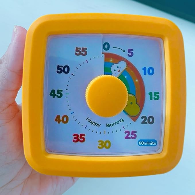 Visual Timer for Kids 60 Minute, Rainbow Countdown Clock with Silent Operation & Adjustable Alarm, Time Management Tool for Classroom, Kitchen, Toddler ADHD, Autism, Study, Pomodoro