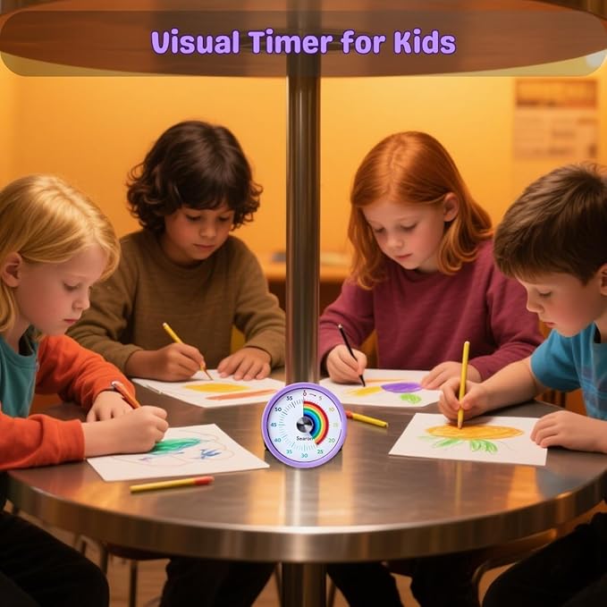 Searon Kitchen Timers for Cooking, Magnetic Visual Timer for Kids Teachers Classroom School ADHD Autism Oven or Adult with Special Needs (Purple)