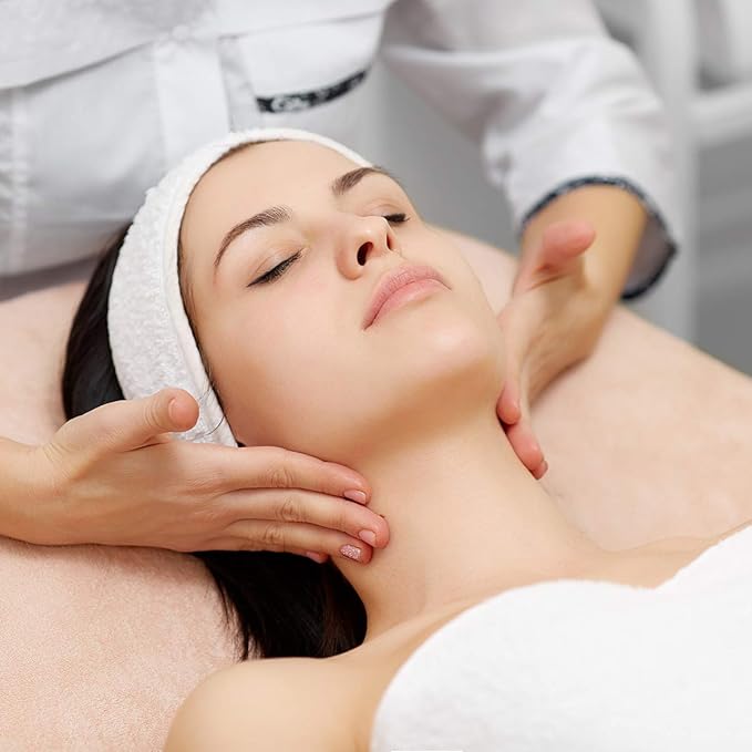 Denfany Spa Headband 3 Pack Ultra Soft Adjustable Face Wash Headband for Face Washing, Shower, Makeup and Sport (Black+White+Pink)