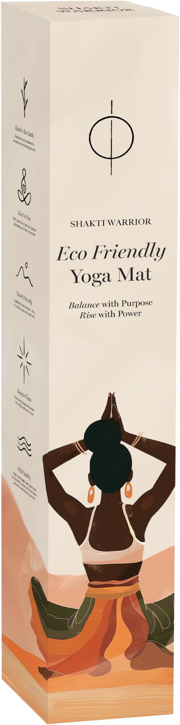 Shakti Warrior Cork Yoga Mat - Artist Designed, Premium Printed Eco-Friendly Non-Slip mat, Great for Regular & Hot Yoga, Pilates, Workouts 72 inch x 24 inch x 3mm Thick